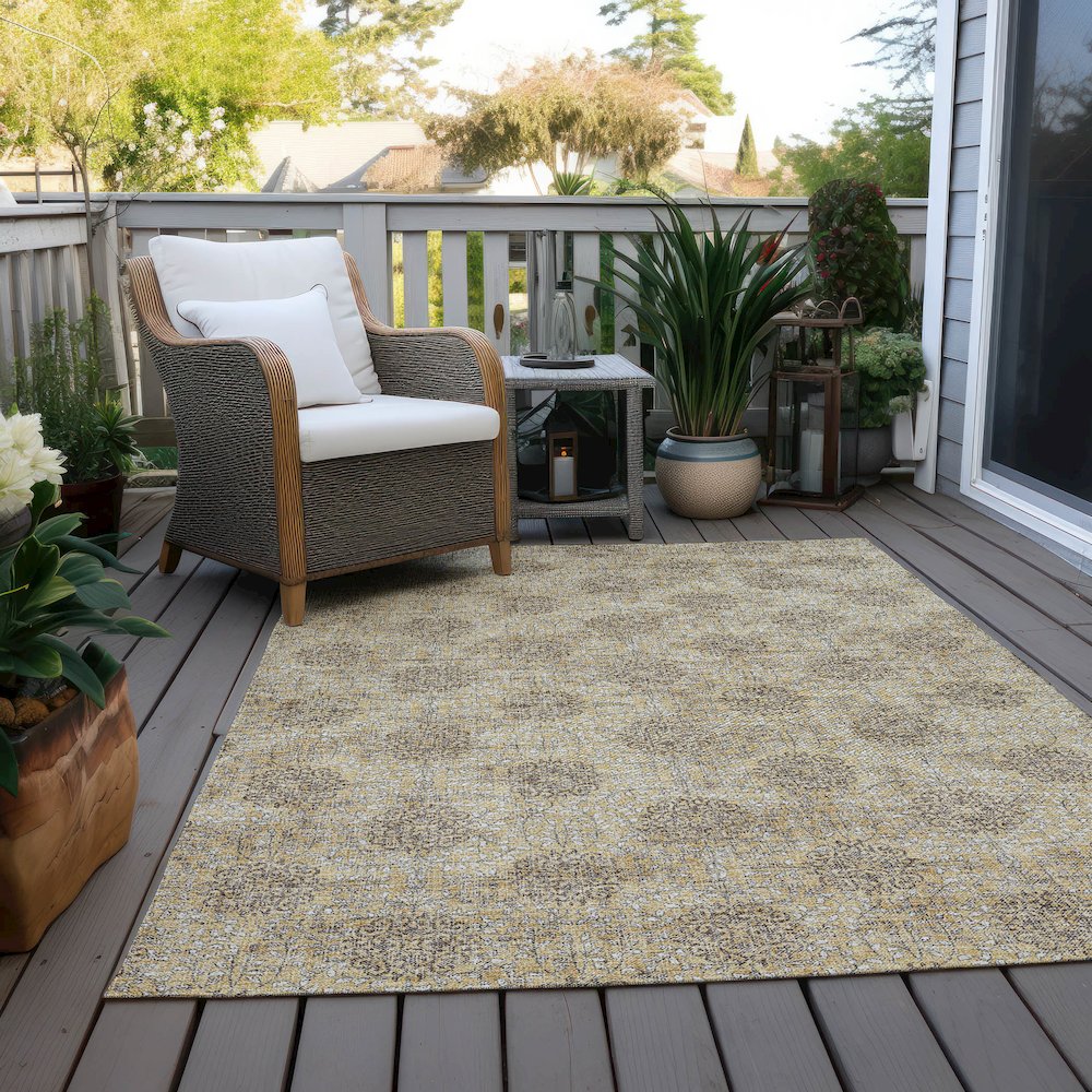 Machine Washable Indoor/Outdoor Chantille Gold 9' x 12' Rug