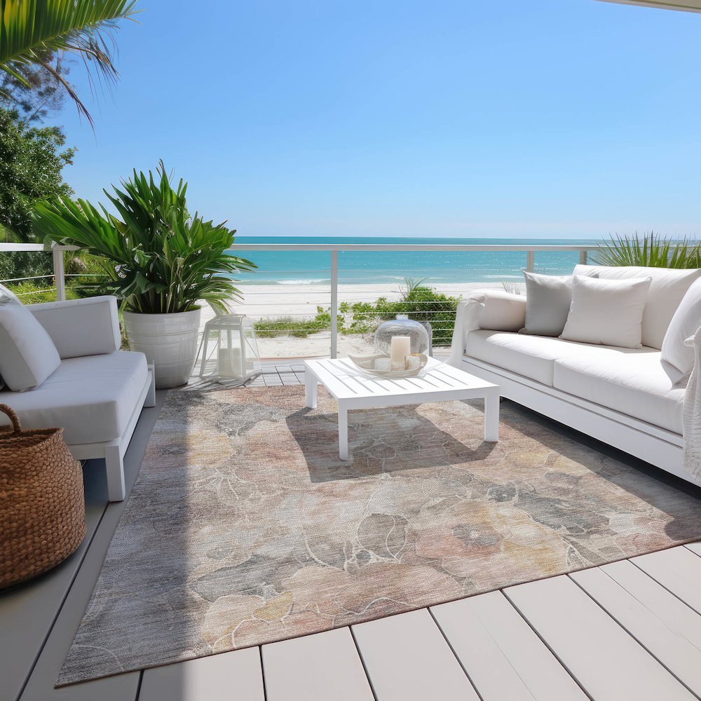 Machine Washable Indoor/Outdoor Chantille Taupe 9' x 12' Rug