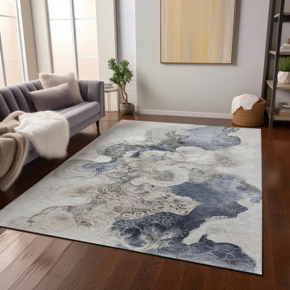 Machine Washable Indoor/Outdoor Chantille Ivory 9' x 12' Rug