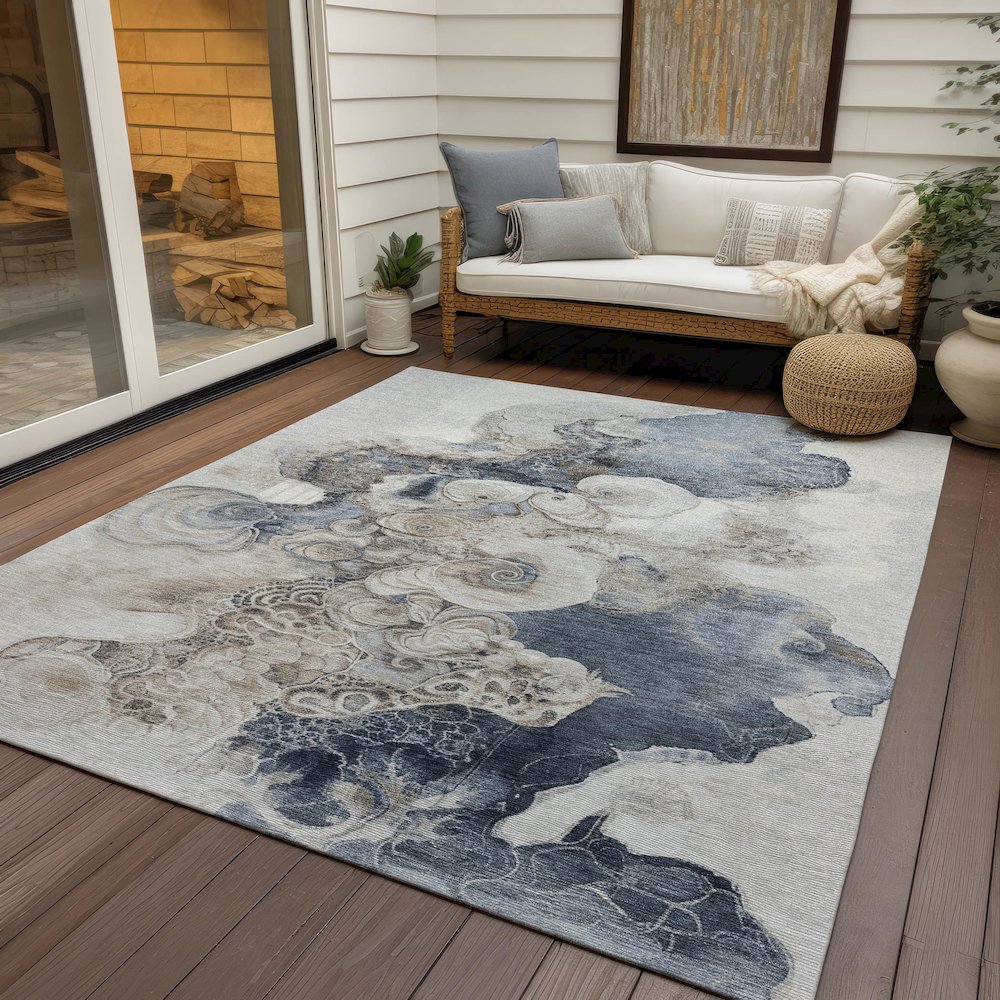 Machine Washable Indoor/Outdoor Chantille Ivory 9' x 12' Rug