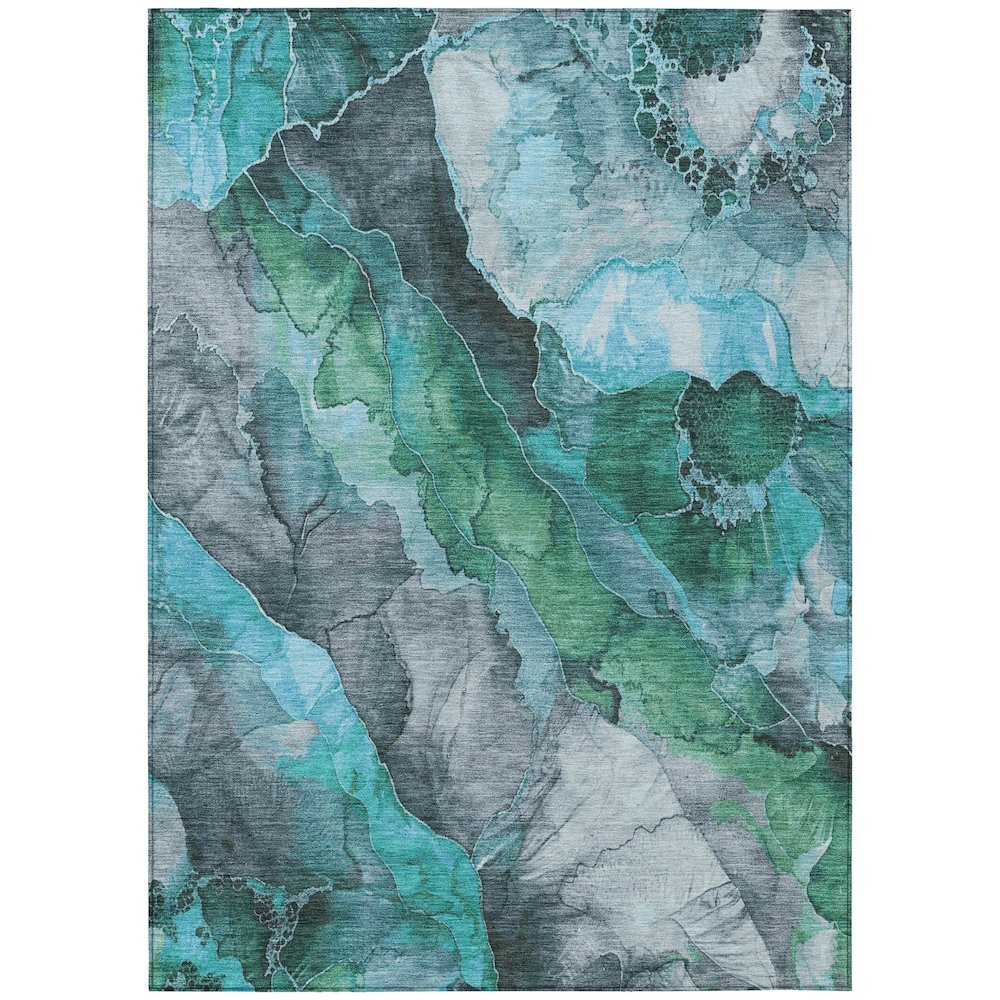 Machine Washable Indoor/Outdoor Chantille Teal 9' x 12' Rug