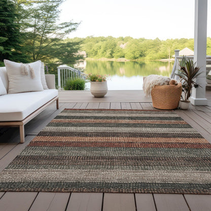 Machine Washable Indoor/Outdoor Chantille Paprika 9' x 12' Rug