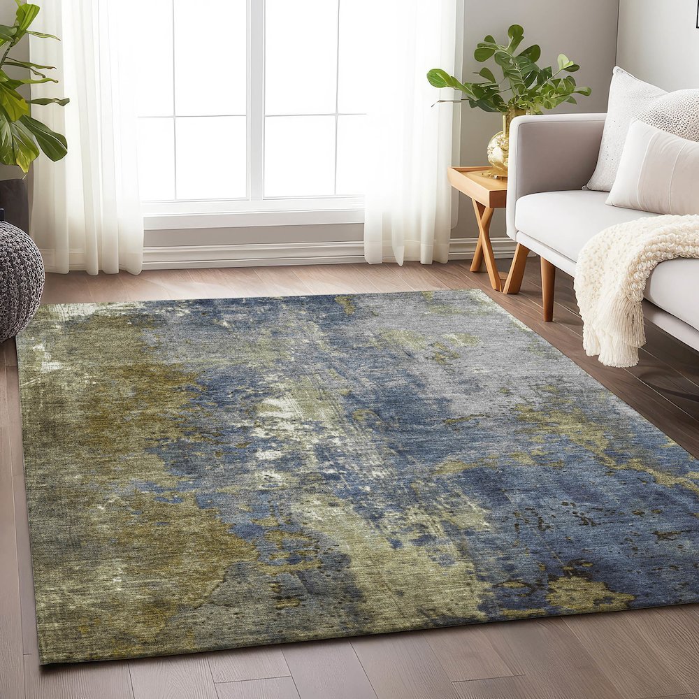 Machine Washable Indoor/Outdoor Chantille Khaki 9' x 12' Rug