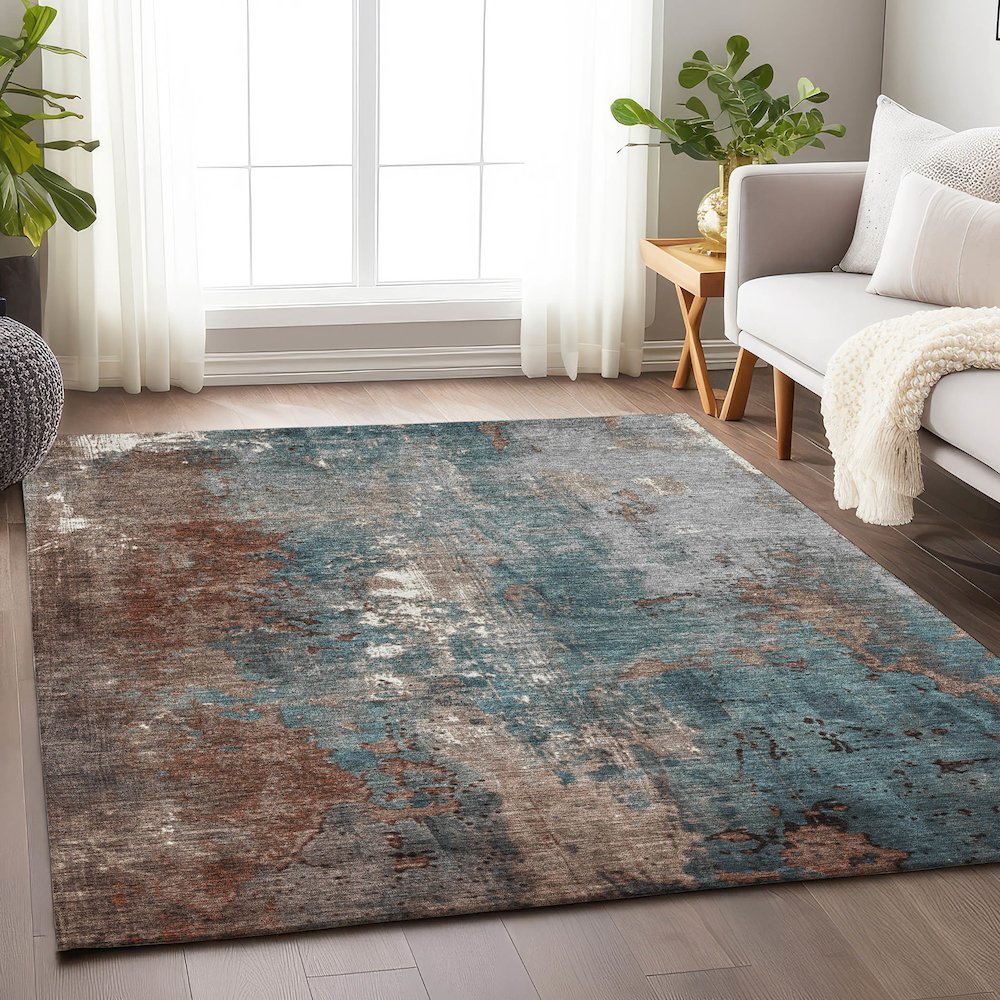 Machine Washable Indoor/Outdoor Chantille Paprika 9' x 12' Rug