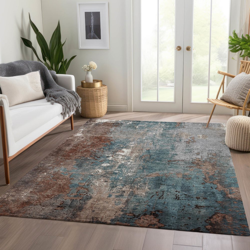 Machine Washable Indoor/Outdoor Chantille Paprika 9' x 12' Rug