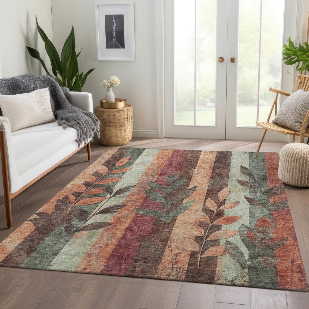 Machine Washable Indoor/Outdoor Chantille Terracotta 9' x 12' Rug