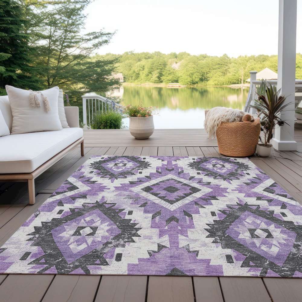 Machine Washable Indoor/Outdoor Chantille Purple 9' x 12' Rug