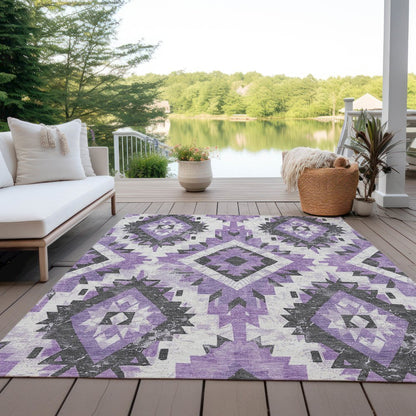 Machine Washable Indoor/Outdoor Chantille Purple 9' x 12' Rug