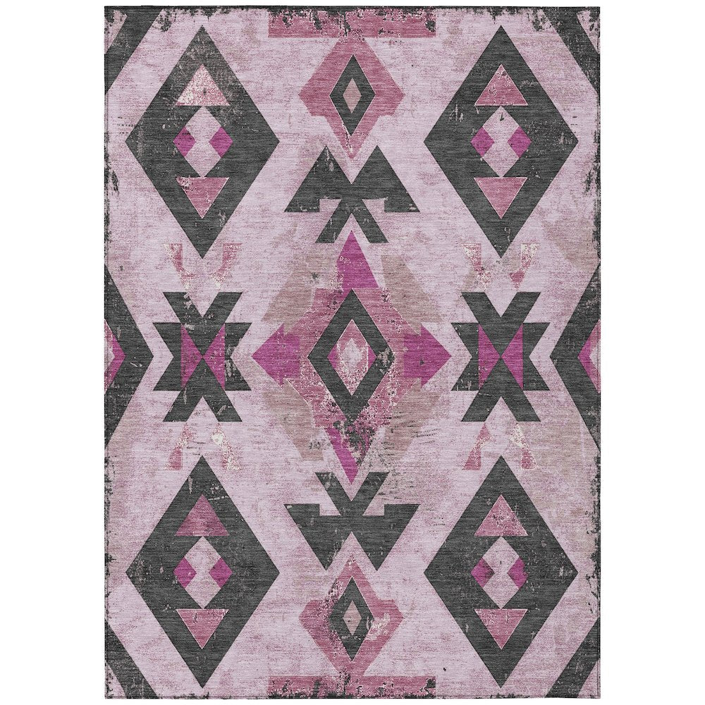Machine Washable Indoor/Outdoor Chantille Pink 9' x 12' Rug