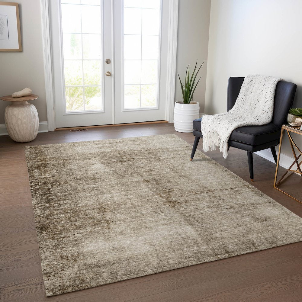 Machine Washable Indoor/Outdoor Chantille Beige 9' x 12' Rug