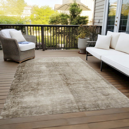 Machine Washable Indoor/Outdoor Chantille Beige 9' x 12' Rug