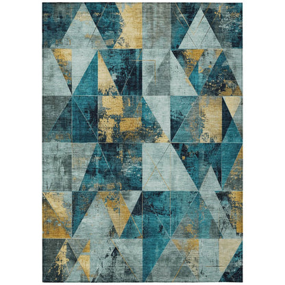 Machine Washable Indoor/Outdoor Chantille Teal 9' x 12' Rug