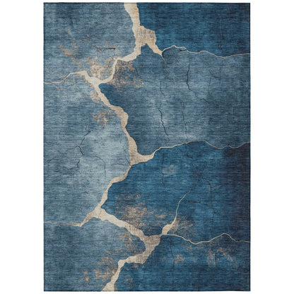 Machine Washable Indoor/Outdoor Chantille Navy 9' x 12' Rug
