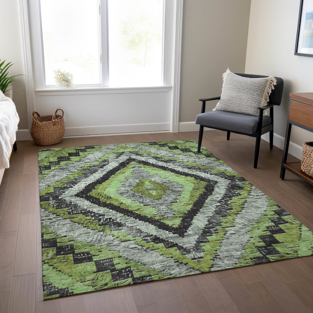 Machine Washable Indoor/Outdoor Chantille Aloe 9' x 12' Rug