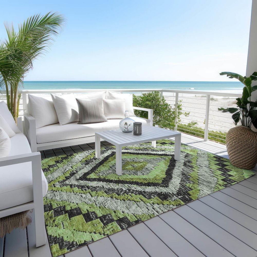 Machine Washable Indoor/Outdoor Chantille Aloe 9' x 12' Rug
