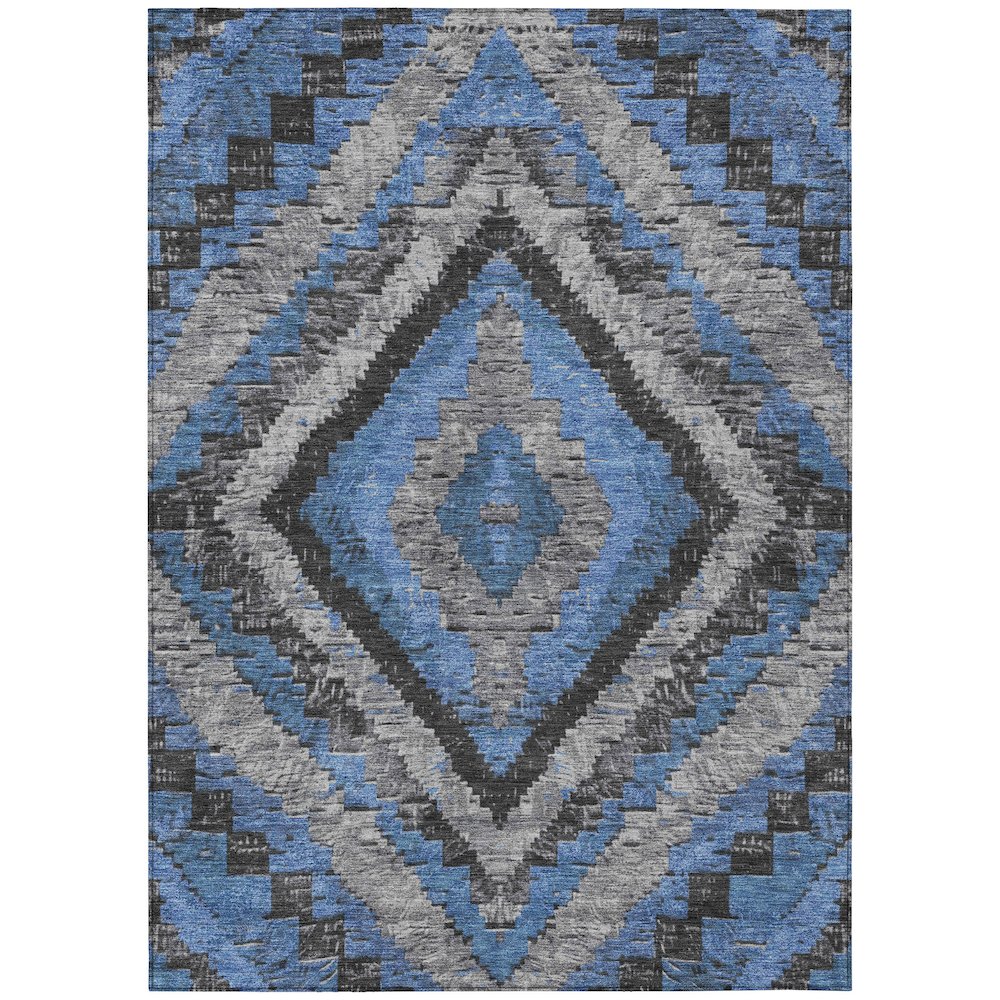 Machine Washable Indoor/Outdoor Chantille Blue 9' x 12' Rug
