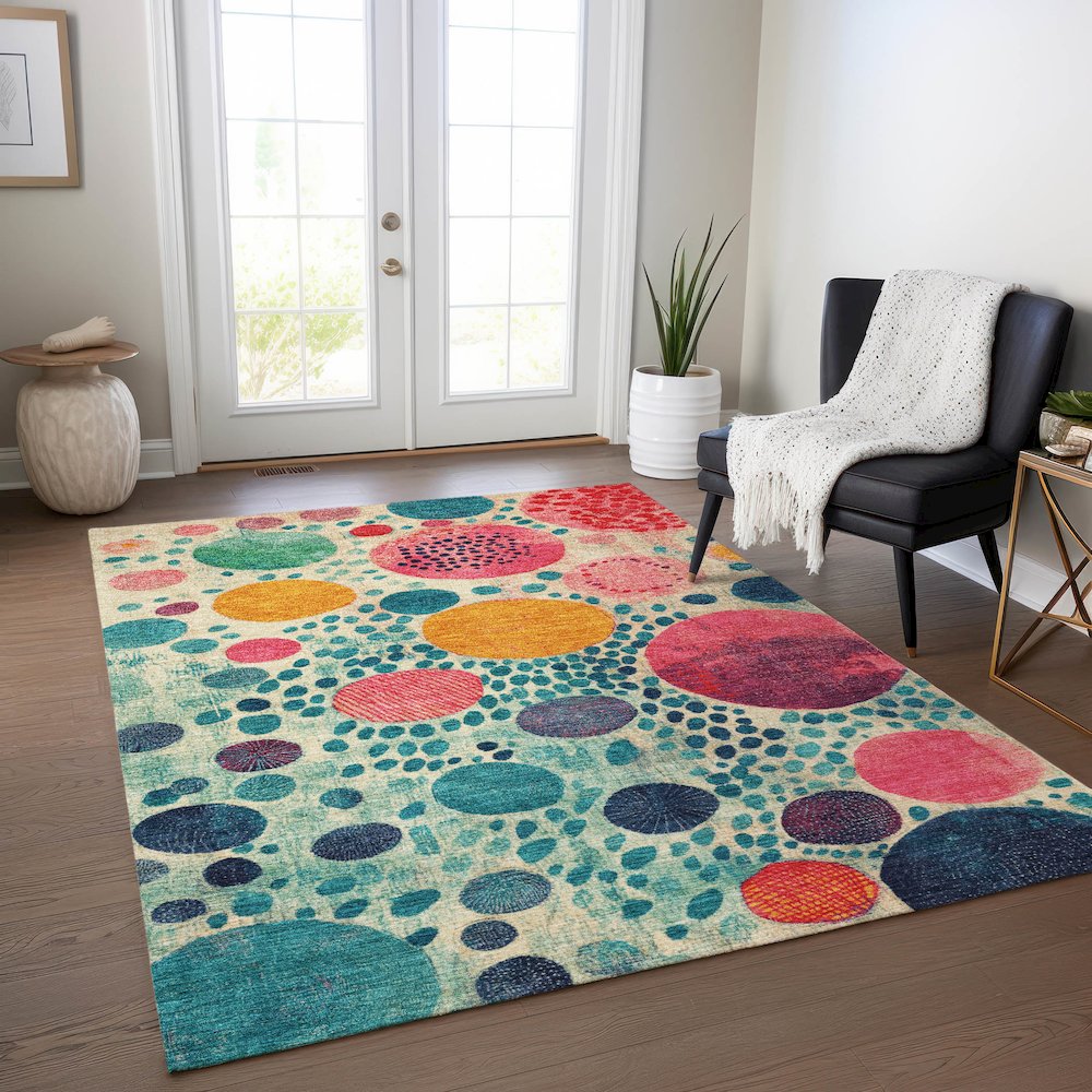 Machine Washable Indoor/Outdoor Chantille Teal 9' x 12' Rug