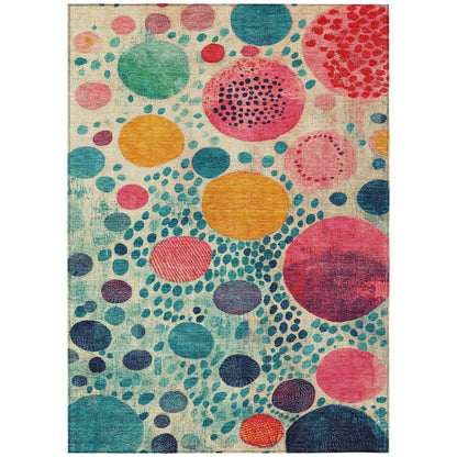 Machine Washable Indoor/Outdoor Chantille Teal 9' x 12' Rug