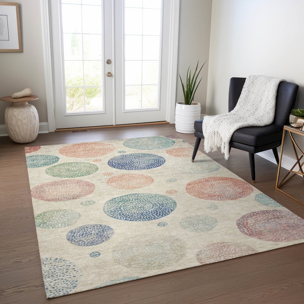 Machine Washable Indoor/Outdoor Chantille Ivory 9' x 12' Rug