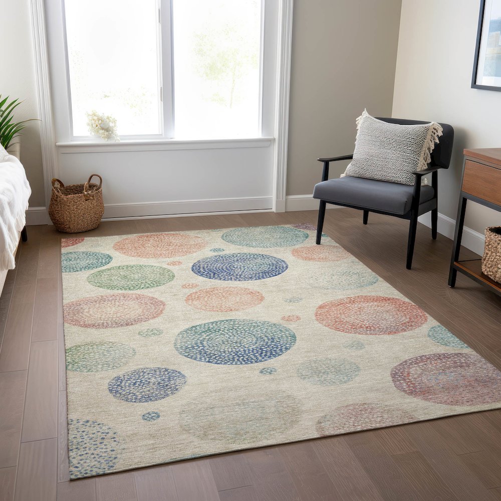 Machine Washable Indoor/Outdoor Chantille Ivory 9' x 12' Rug