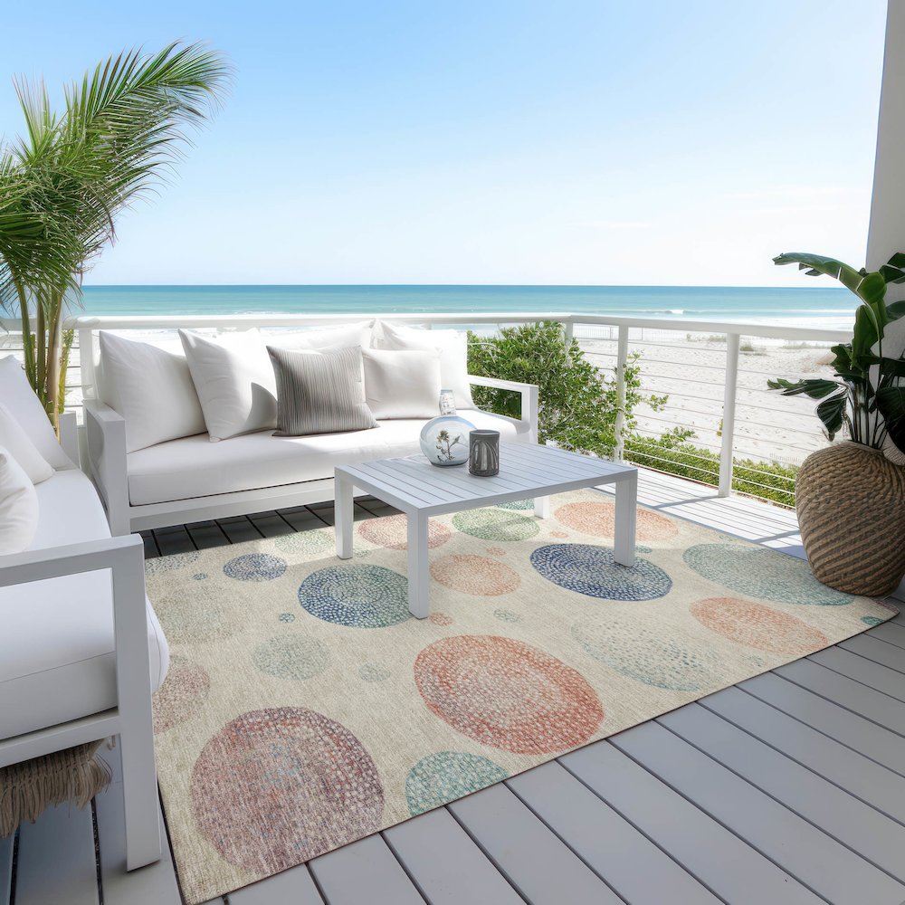 Machine Washable Indoor/Outdoor Chantille Ivory 9' x 12' Rug