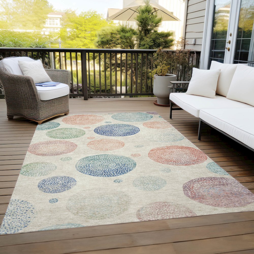 Machine Washable Indoor/Outdoor Chantille Ivory 9' x 12' Rug