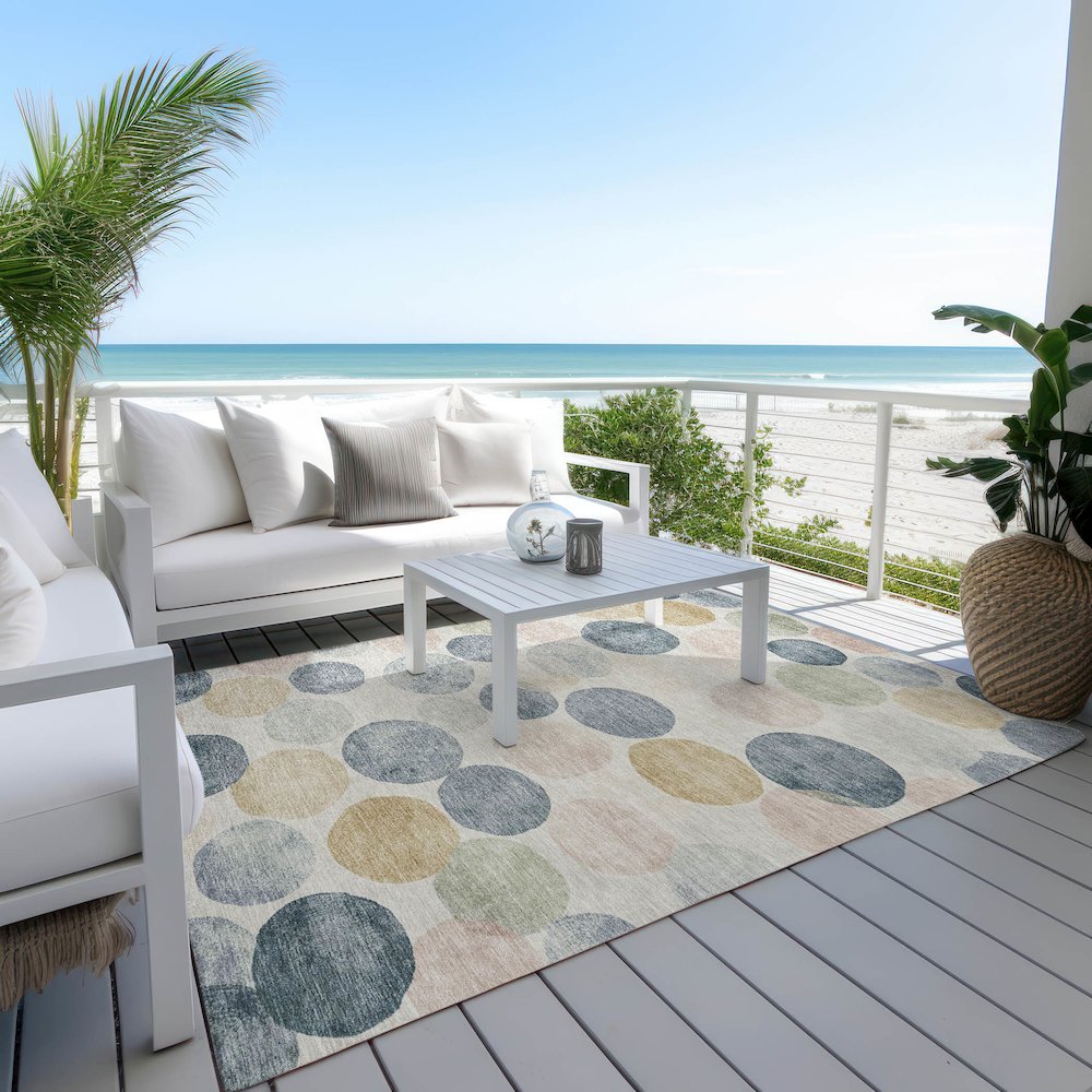 Machine Washable Indoor/Outdoor Chantille Beige 9' x 12' Rug
