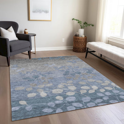 Machine Washable Indoor/Outdoor Chantille Denim 9' x 12' Rug
