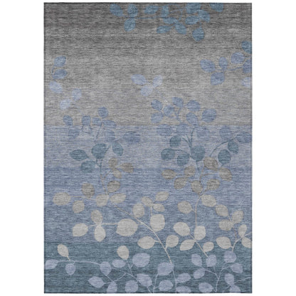 Machine Washable Indoor/Outdoor Chantille Denim 9' x 12' Rug