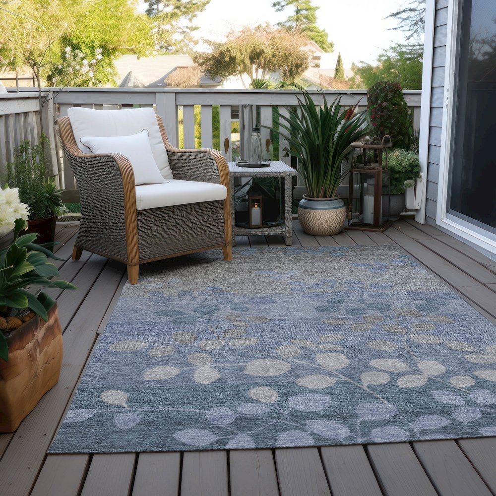 Machine Washable Indoor/Outdoor Chantille Denim 9' x 12' Rug