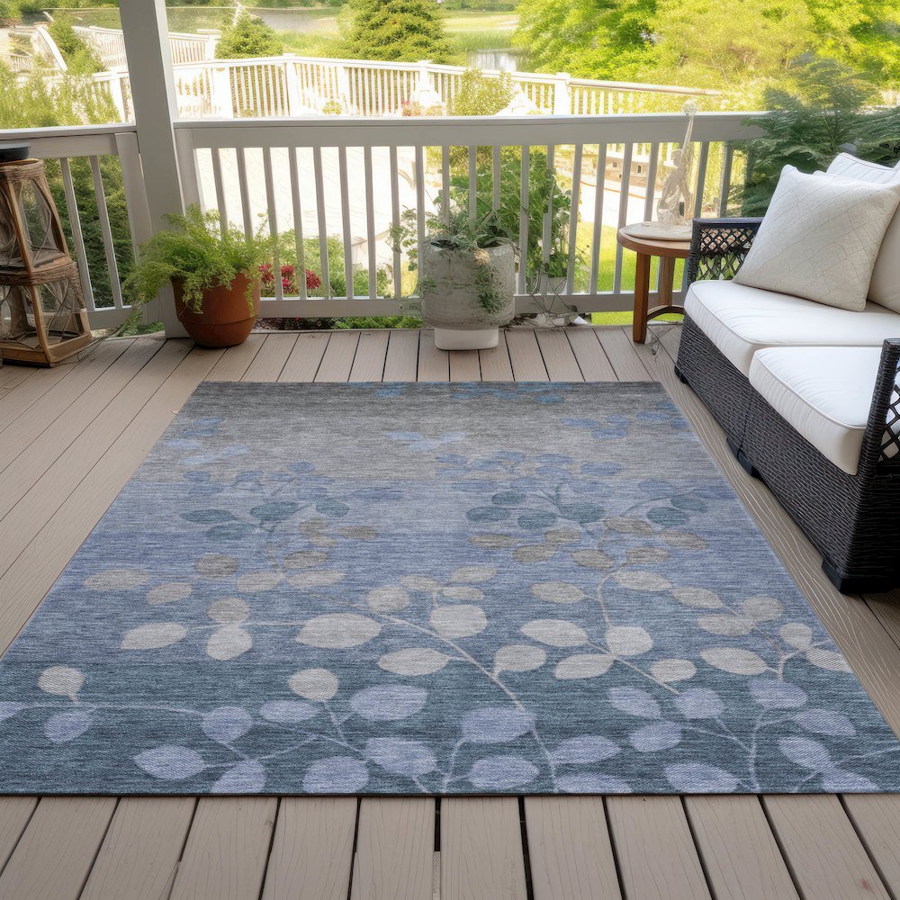 Machine Washable Indoor/Outdoor Chantille Denim 9' x 12' Rug