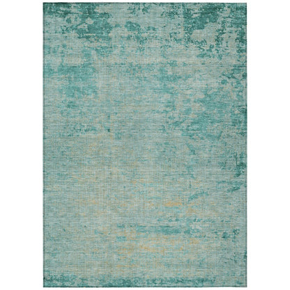 Machine Washable Indoor/Outdoor Chantille Teal 9' x 12' Rug