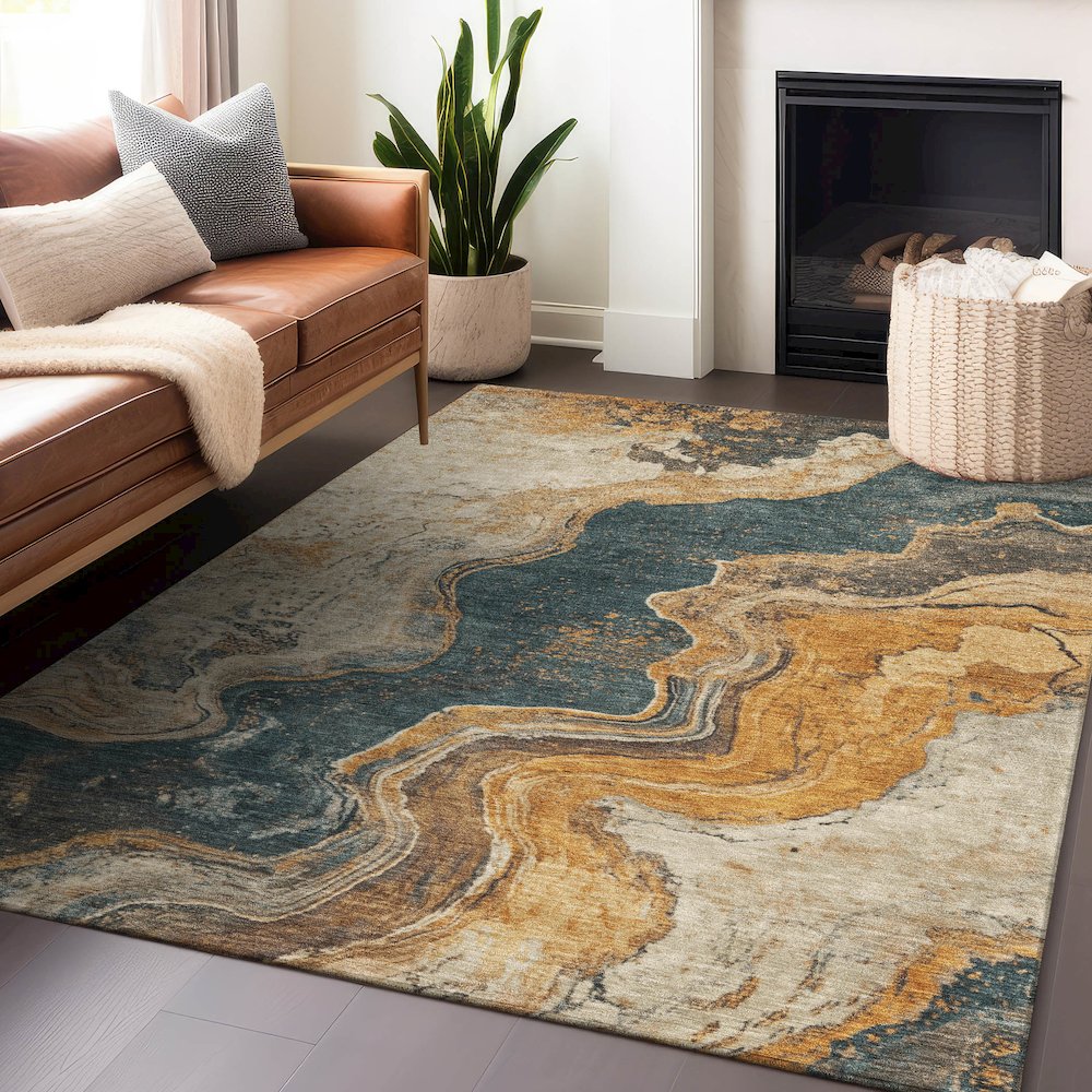 Machine Washable Indoor/Outdoor Chantille Linen 9' x 12' Rug
