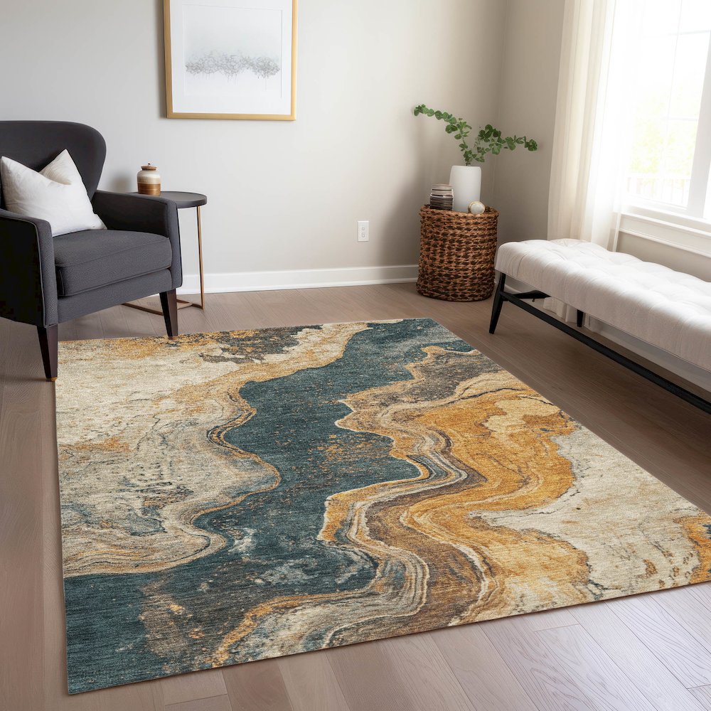 Machine Washable Indoor/Outdoor Chantille Linen 9' x 12' Rug
