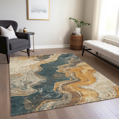Machine Washable Indoor/Outdoor Chantille Linen 9' x 12' Rug
