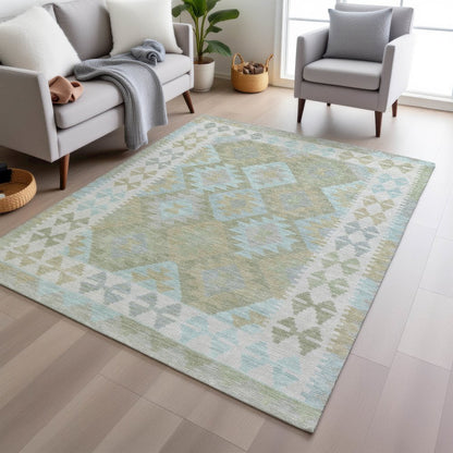 Machine Washable Indoor/Outdoor Chantille Sage 9' x 12' Rug