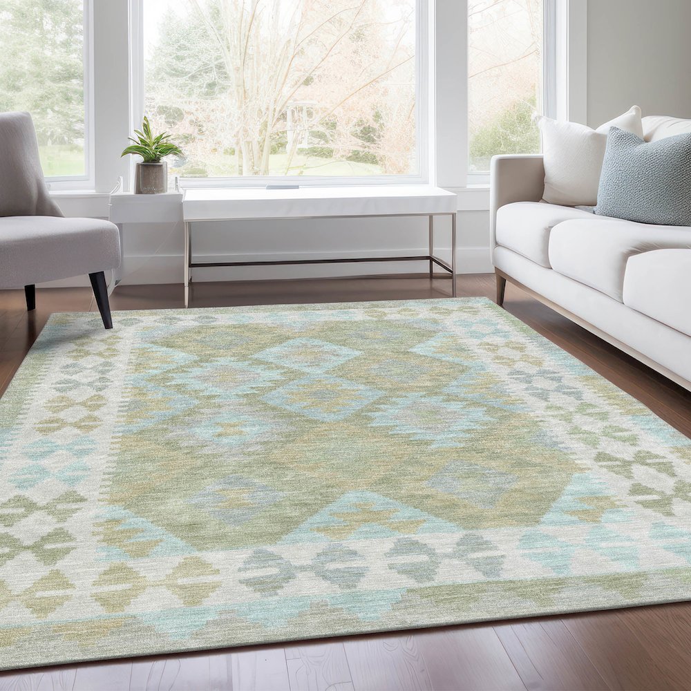 Machine Washable Indoor/Outdoor Chantille Sage 9' x 12' Rug