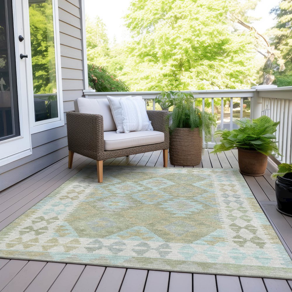 Machine Washable Indoor/Outdoor Chantille Sage 9' x 12' Rug