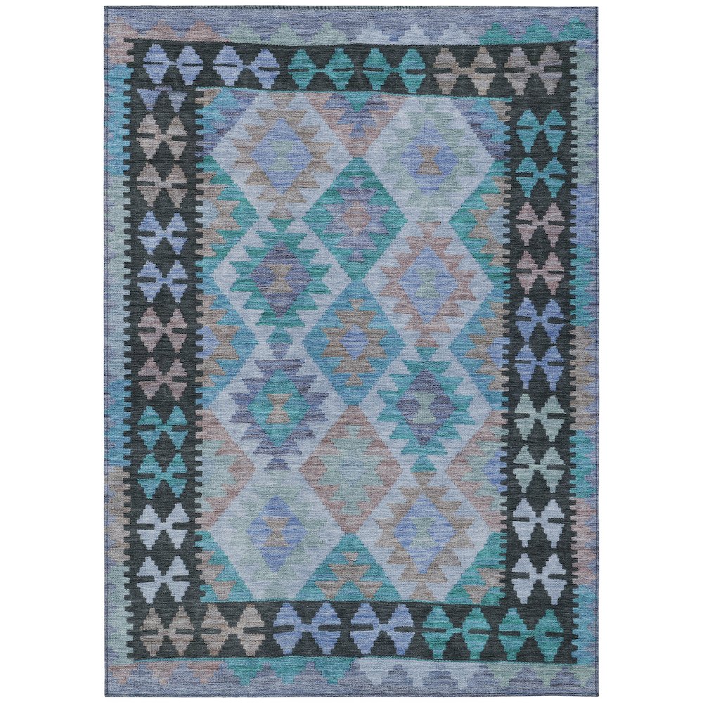 Machine Washable Indoor/Outdoor Chantille Teal 9' x 12' Rug
