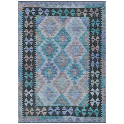 Machine Washable Indoor/Outdoor Chantille Teal 9' x 12' Rug