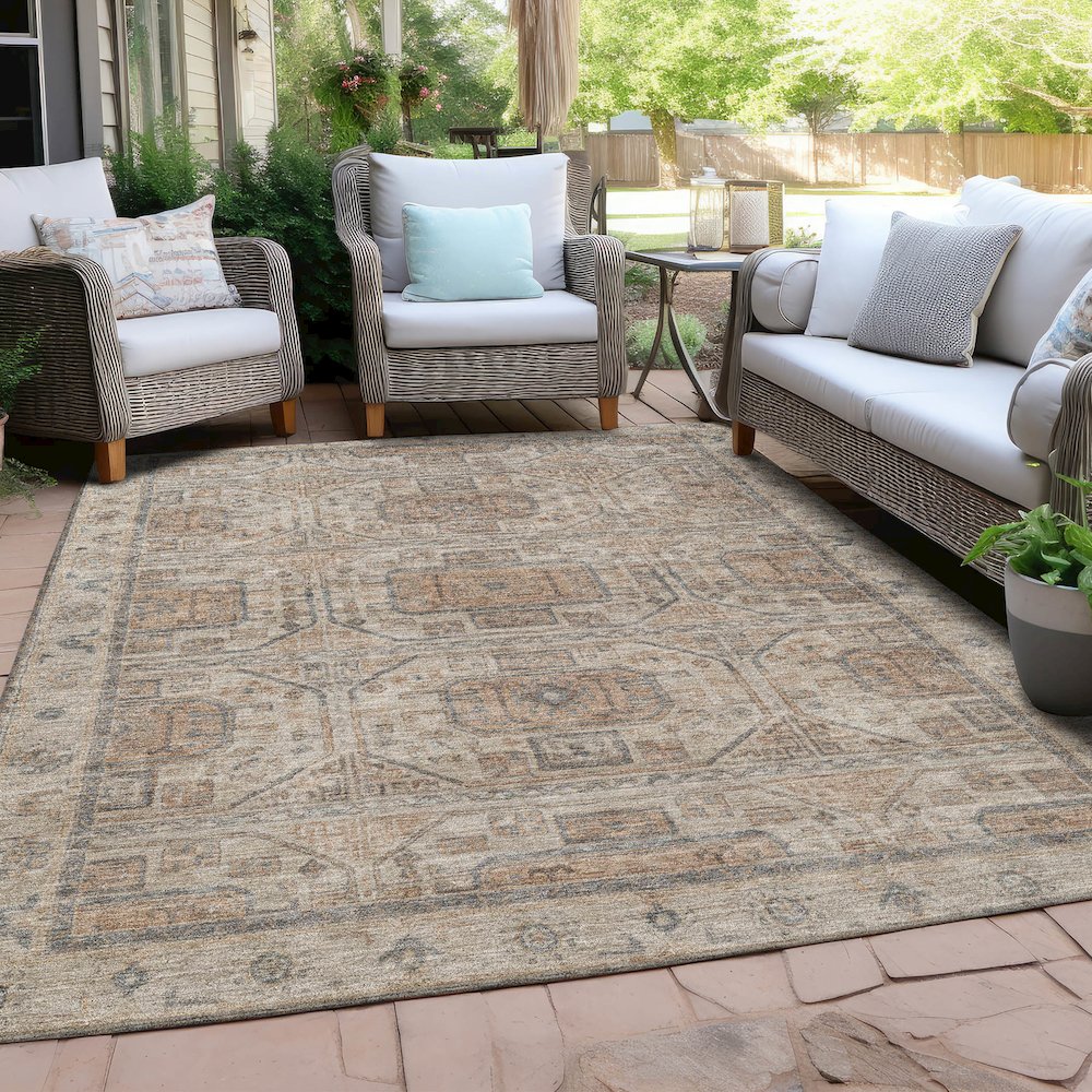 Machine Washable Indoor/Outdoor Chantille Beige 9' x 12' Rug