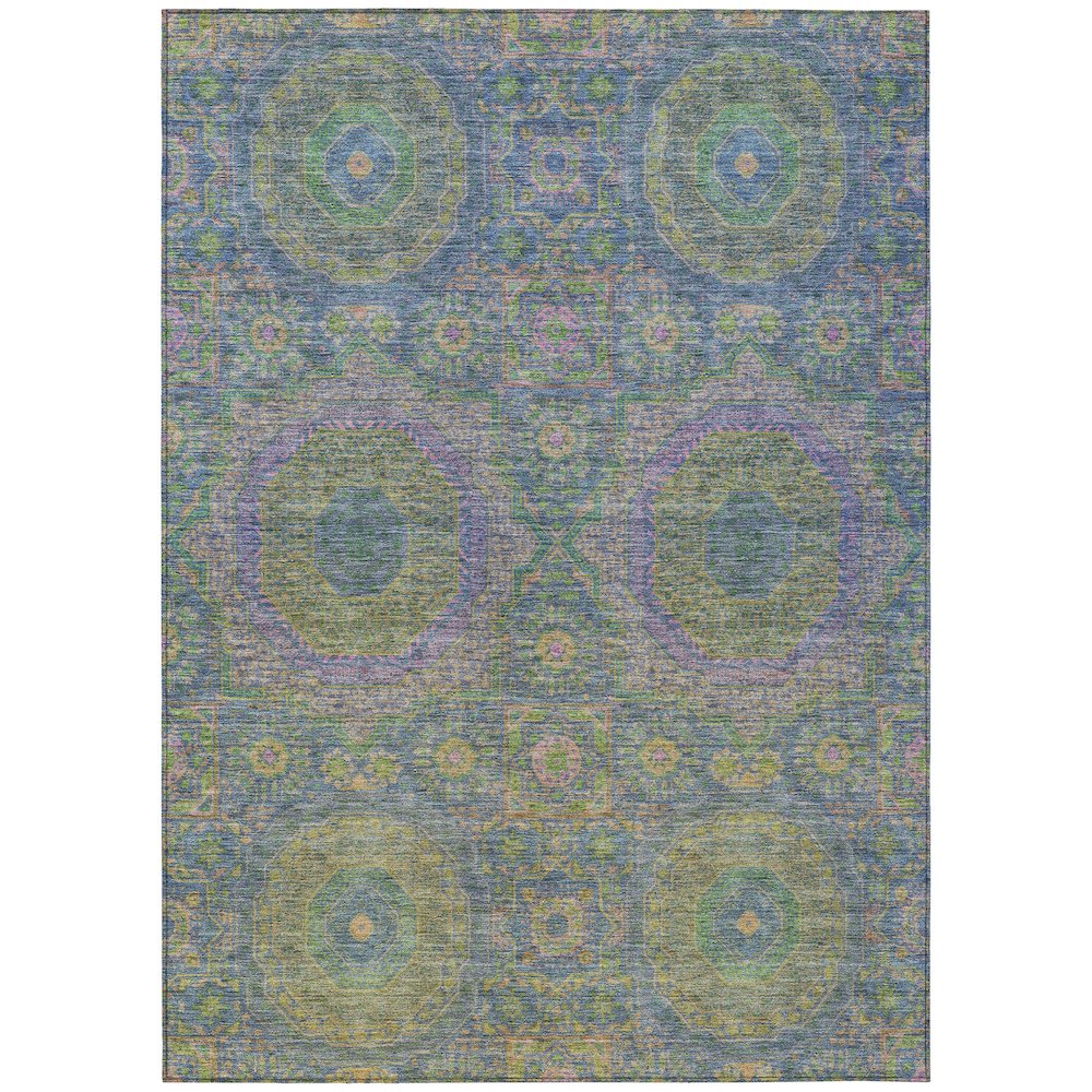 Machine Washable Indoor/Outdoor Chantille Blue 9' x 12' Rug