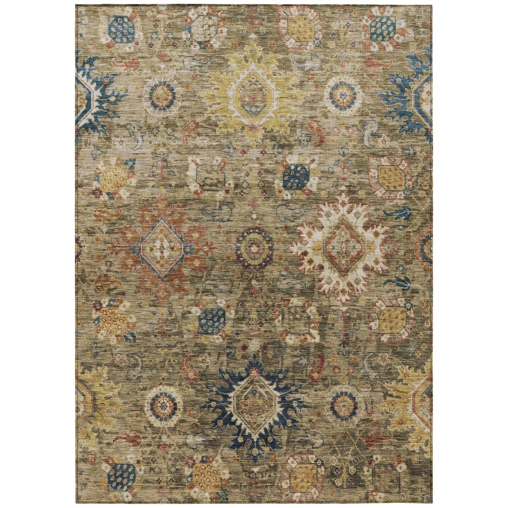 Machine Washable Indoor/Outdoor Chantille Brown 9' x 12' Rug