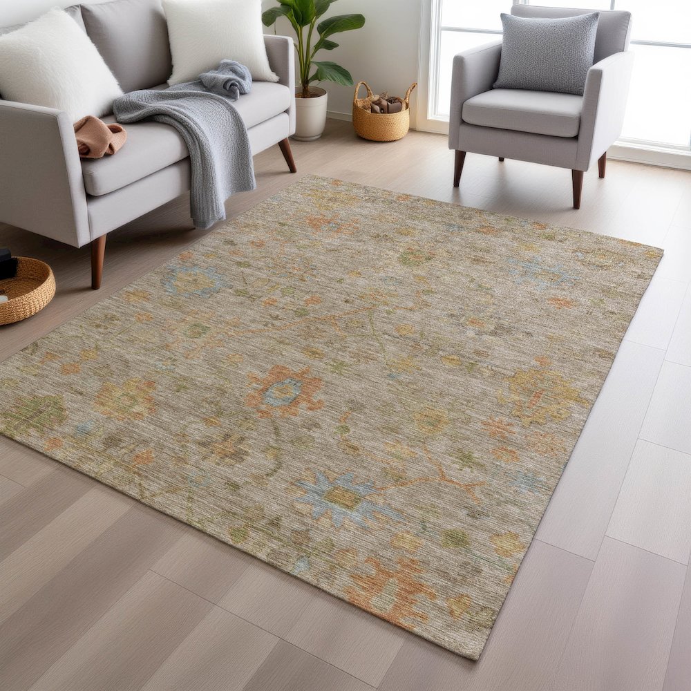 Machine Washable Indoor/Outdoor Chantille Beige 9' x 12' Rug