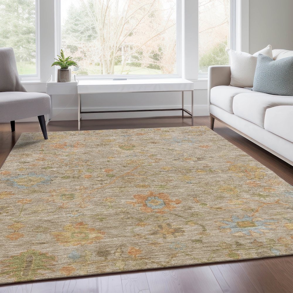 Machine Washable Indoor/Outdoor Chantille Beige 9' x 12' Rug