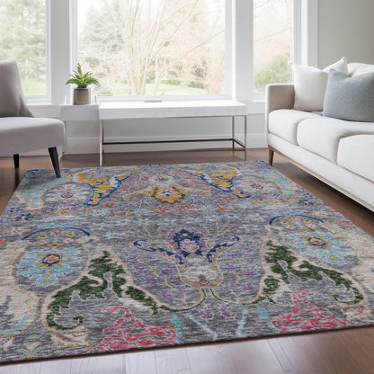 Machine Washable Indoor/Outdoor Chantille Gray 9' x 12' Rug