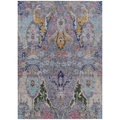 Machine Washable Indoor/Outdoor Chantille Gray 9' x 12' Rug