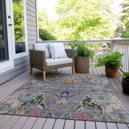 Machine Washable Indoor/Outdoor Chantille Gray 9' x 12' Rug