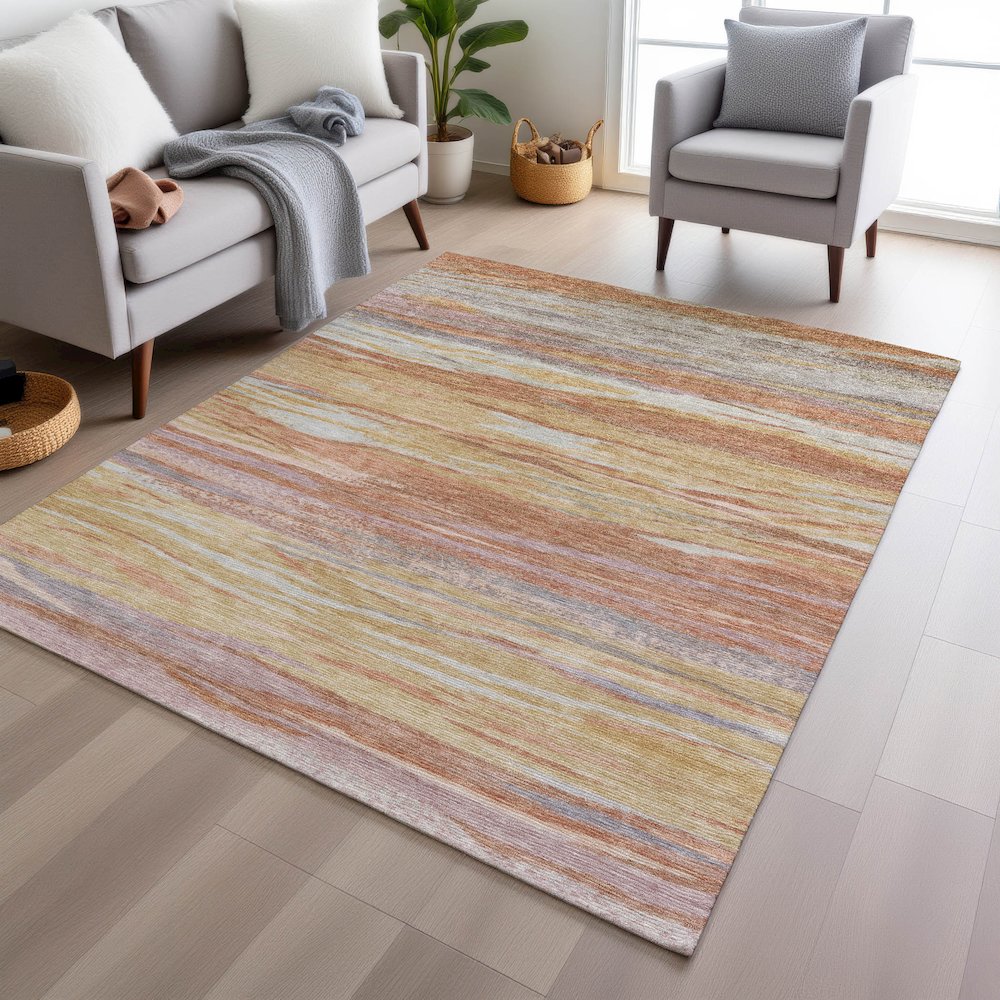 Machine Washable Indoor/Outdoor Chantille Salmon 9' x 12' Rug