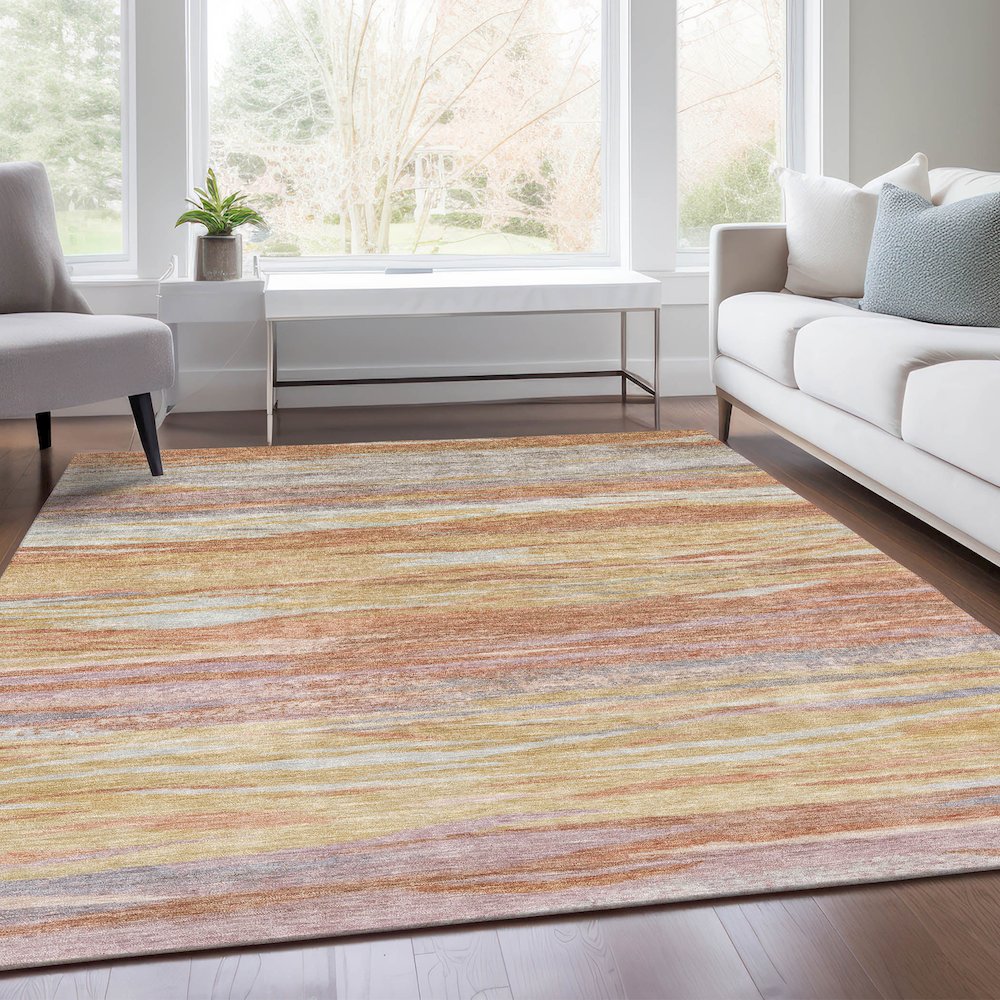 Machine Washable Indoor/Outdoor Chantille Salmon 9' x 12' Rug
